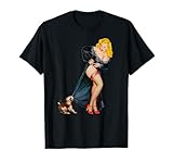 Hot Blonde Pin Up Girl Lingerie Cute Puppy-Retro Pinup Girl T-Shirt