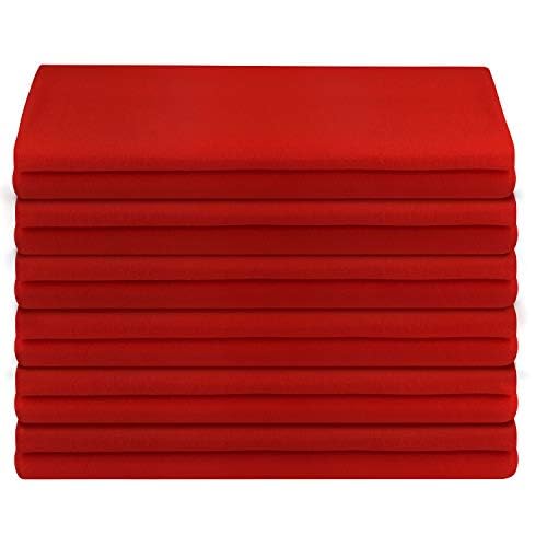 Lot de 12 torchons de cuisine (68,6 x 68,6 cm), 100 % coton, très absorbants, multi-usages pour broderie – Rouge