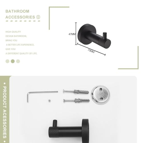 Ensemble d'accessoires de salle de bain en acier inoxydable noir mat durable
