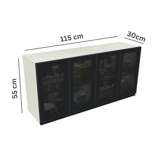 Image of SPECIALITY PANELS Multipurpose Cabinet with Modern Elegance Tinted Glass Wall Cabinet, Space Organizer for Office /Kitchen in (Highland Pine, 4 Glass Shutter)