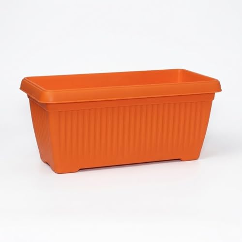 Image of Bello Rectangle 30cm Orange Plastic Planter | Rectangular Flower Pot for Home & Garden (Pack of 1)