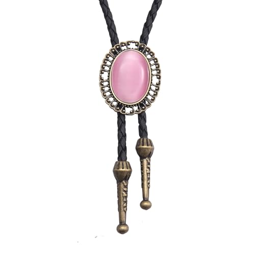Image of AZORA Western Cowboy Bolo Tie Men Leather Necktie Leather Cord Turquoise Stone Bolo Ties for Men Women
