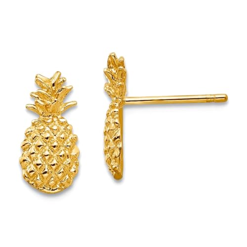 Boucles d'oreilles ananas or 10 carats pour femme, puces d'oreilles 12x5,66mm