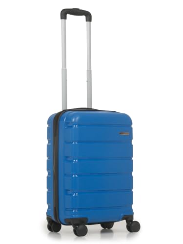 Image of Teakwood Leathers Unisex Trolley Bag, Hard Cabin with Zipper Closure, Adjustable Push Button & Cross Side Strap, Lock System 360 Degree (S, Royal Blue)