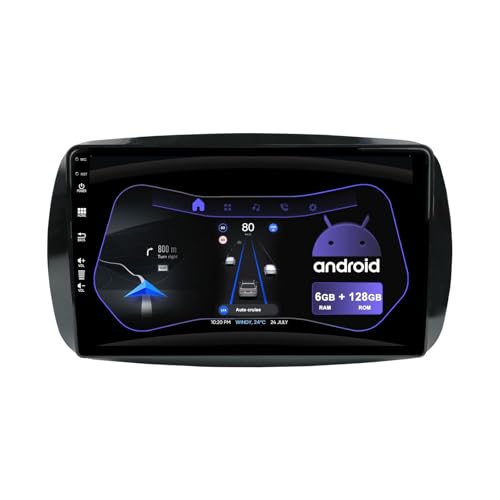 9 pollici IPS 6G+128G Autoradio Android 14 per Mercedes Benz Smart 453 Fortwo 2014-2020 con Carplay Auto DSP WIFI RDS Bluetooth5.0 SWC FM AM Mirror Link Telecamera+Microfono