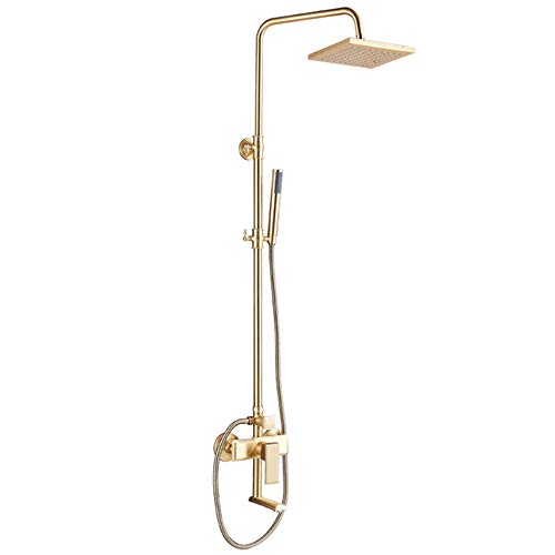 Sistema de ducha de oro cepillado de pared con monomando y rociador de lluvia 2