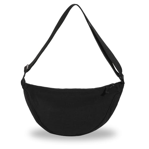 Eniyou Bandolera Nylon Bolso Riñonera Bolso de Hombro Mujer Media Luna Crossbody Bag Women Correa de Hombro Ajustable (Negro)