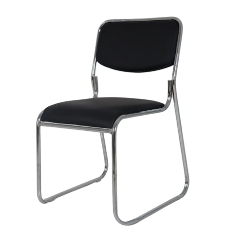 Kit 3 Cadeiras Escritório Base Fixa Dakkar Dubai Preto, Estrutura Aço Cromado, Recepção Interlocutor