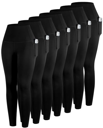 Image of ATHVOTAR Leggings with Pockets for Women, 7 Packs High Waisted Workout Tummy Control Yoga Pants