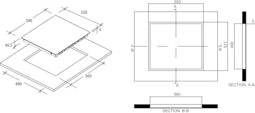 Candy Piano Cottura a Gas 4 Fuochi, Incasso, Inox, Griglie Smaltate Lavabili, Sicurezza Gas, Manopole Laterali, 59,5 x 51 x 0,8 cm (L x P x H) - CHW6LBX - Immagine 2