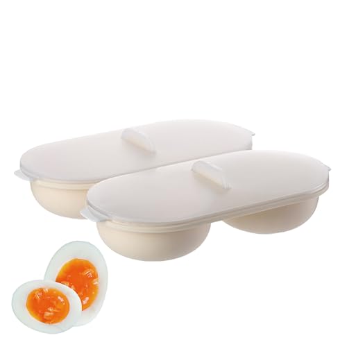 Tuzsocr Cuiseur à Oeufs Micro-Ondes,Cuiseur à Oeufs Double Tasse, Moule à œufs,Fabricant doeufs pochés,antiadhésiveà,haute capacité,pour Omelette Petit-Déjeuner Rapide Cuisine Cuisine Outil (Style 2)