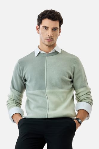 Image of SNITCH Men's Sweater | Color Block Acrylic Blend Regular Fit Crew Neck | Stylish Full Sleeve Lightweight Winter Knitwear for Casual Wear & Everyday Fashion