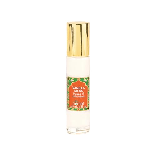 Vanilla Musk Perfume Oil Roll-On - Vanilla Fragrance Oil Roller (No Alcohol) Perfumes for Women and Men by Nemat Fragrances, 10 ml / 0.33 fl Oz