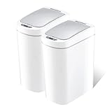 Ninestars Automatic Motion Sensor Bathroom Trash Can, 1.8 Gallon Smart Opening Garbage Bin for Bathroom, Bedroom, Kitchen, Office 2 Pack
