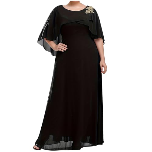 Womens Cape Dress Mother of The Bride Dresses Chiffon Wedding Guests Long  Formal Gown Party Grandmother Dress Black at Amazon Women's Clothing store