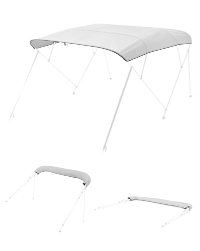 VEVOR Toldo Bimini Plegable para Barco de 4 Arcos, Poliéster 600D, Impermeable y con Protección Solar, con Bolsa de Almacenamiento, Resistente al Viento y al Desgarro, 244 x 244 cm, Gris Claro