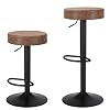 Finnhomy Bar Stools Set of 2 Counter Height Swivel Barstools with Footrest and Backless Round Height Adjustable Modern Bar stools for Kitchen Vintage Leather Retro Brown