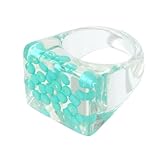 ORFOFE Anillo Creativo de Dedo Acrílico Azul con Diseño Exagerado Joyería Femenina de Moda para Decoración de Manos Accesorio Único para Eventos y Diario