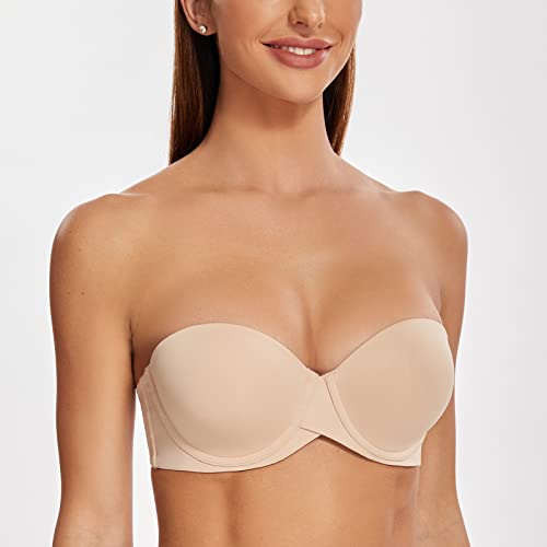 MELENECA Women's Stay Put Padded Cup with Lift Underwire Push Up Strapless Bras4