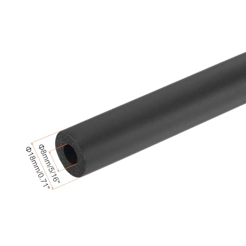 Image of uxcell Foam Tubing for Handle Grip Support,8mm(5 /16 inch) ID 18mm(0.71 inch) OD 0.3 Meter /1ft Length Black