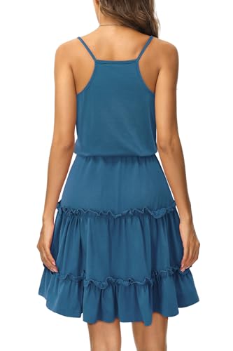 Image of Newshows Women's Summer Casual Dress Cute A Line Ruffle Hem Flattering Fit Beach Vacation Sundress