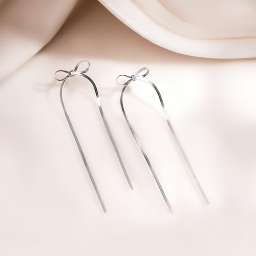 Image of Rubans Demi Fine Stainless Steel Dangler Earrings CZ Gift for Women & Girls