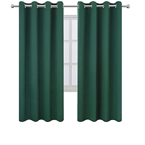 Image of LEMOMO Dark Green Thermal Blackout Curtains /52 x 72 Inch /Set of 2 Panels Room Darkening Curtains for Bedroom