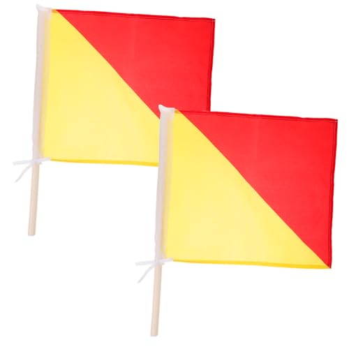MERRYHAPY 2pcs Signal Flag for Training Waving Flag Portable Pole for Referee for Sports Events