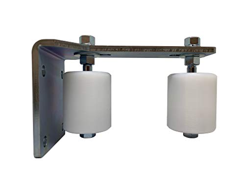Buy 1 get 1 Slide Gate Guide Post Rollers 3" L Rear Adjustable Bracket Mount Double Hard Nylon Rollers Heavy Duty Steel Gate Guider Support Assembly for Sliding Rolling Gates