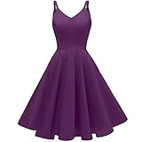 GOOBGS Women's 1950s Retro Vintage Spaghetti Strap Cocktail Swing Dresses with Pockets Purple 2XL 1