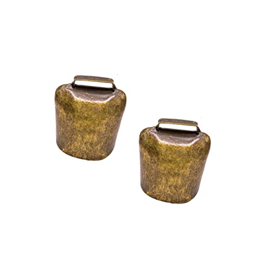 Gogogmee Thicken Iron Animal Bells 2pcs Farming Sheep Horse Cow Bells Bell Hanging Decor DIY Supplies Middle Size 37g Bronze Tone