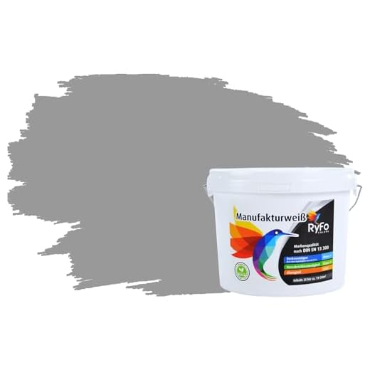 RyFo Colors Bunte Wandfarbe Manufakturweiß Elefantengrau 3l - weitere Grau Farbtöne und Größen erhältlich, Deckkraft Klasse 1, Nassabrieb Klasse 1