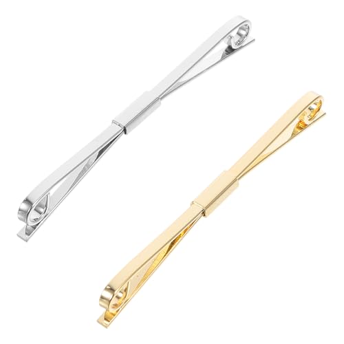 Amosfun Juego de 2 pasadores de cuello de corbata para hombre, clásico con clip, clip de cuello, clips de Igan, broche, 6,2 x 0,3 cm, Madera de agar, cobre