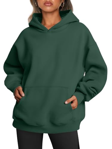 Trendy Queen Womens Oversized Hoodies Fleece Sweatshirts Fall Fashion Pullover Sweaters Winter Clothes Dark Green M