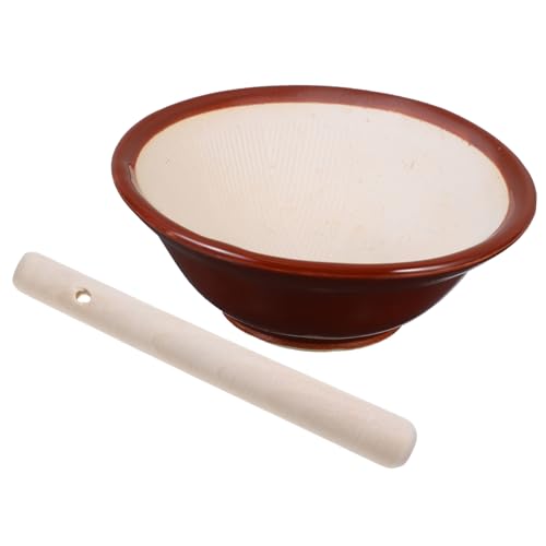 Alipis Cuenco de para Moler Pequeño con Mano de Madera para Triturar y Especias Cocina Apto para Bebés y Lavavajillas Diseño Elegante