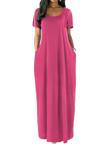 Image of Nimsruc Women Summer Long Dress Casual Sexy Short Sleeve Loose Maxi Dresses for Women 2025