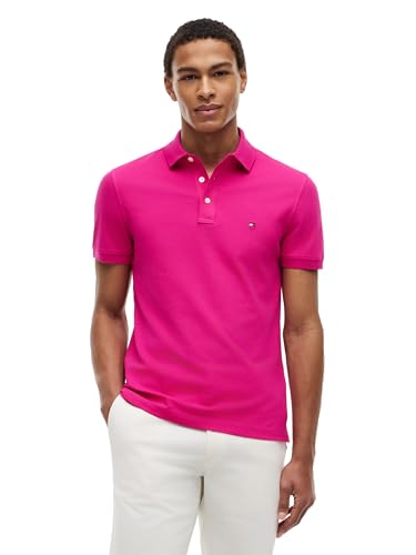 Image of Tommy Hilfiger Men's Short Sleeve Polo Shirts in Slim Fit with Stretch and Organic Pique Cotton