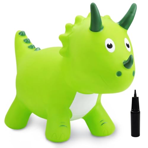U&C Planet Hüpftier für Kinder, Dinosaurier Hüpfer mit Pumpe, aufblasbares Hüpfspielzeug, Dino Sprungpferd Weihnachten Geburtstag Geschenk für Kinder 1-6 Jahre alt Indoor und Outdoor