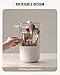 EACHY Makeup Brush Holder 360° Rotating with Dustproof Lid, Waterproof Material, 7 Compartments for Organized Storage, Stylish and Durable Design for Vanity (White)