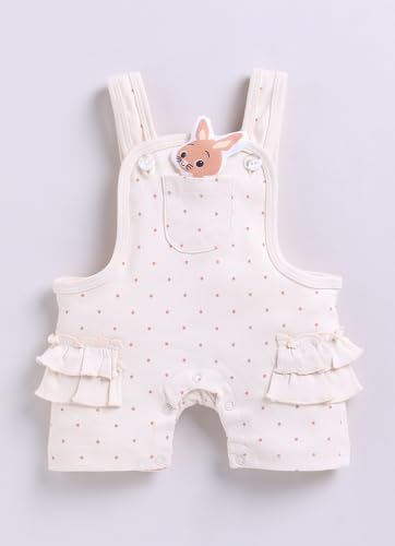 Image of Smart Baby Dungaree Set for Baby Girls | Cotton Romper with T-Shirt | Soft & Breathable Fabric | Cat Doll | Snap Button Closure for Easy Diaper Change
