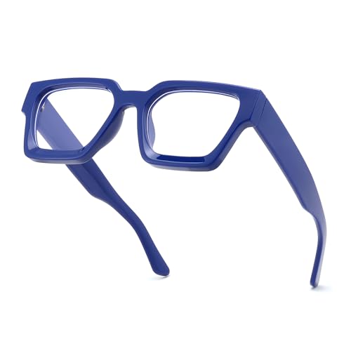 Image of FEISEDY Retro Blue Light Blocking Glasses for Women Men 90s Classic Rectangle Frame Thick Chic Computer Eyeglasses B2383R