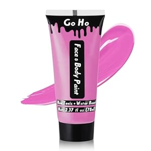 Go Ho Bright Hot Pink Body Paint Washable(2.37 oz,70 ml),Water Based Cream Hot Pink Face Paint,Hot Pink Face Body Paint for SFX Cosplay Costumes Festivals Halloween Makeup