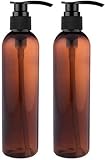 Empty Lotion Pump Bottles, BPA-Free Refillable Plastic 8 Oz Amber PET Containers, Great for - Soap, Shampoo, Lotions, Liquid Body Soap, Creams and Massage Oil's, 2 Pack