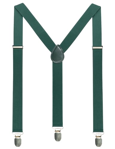 JEMYGINS Dark Green Mens Suspender with 3 Strong Clips Adjustable Braces(14)