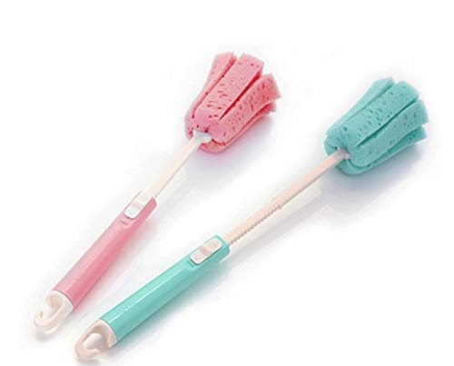 SOPUMPKIN 2PCS Multipurpose Cleaning Brushes Sponge Cleaner with Adjustable Long Handle for Coffee