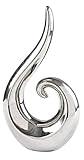  BURI Dekofigur Spirale 24cm Silber Skulptur Tischdeko Fensterdeko Dekoobjekt Keramik
