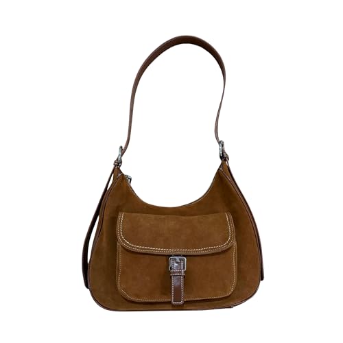 Romantic Suede Bag – Genuine Leather Boho Crossbody Handbag with Adjustable Strap, Brown Crossbody Bag for All Seasons, Special Occasions, and Everyday Use for Vintage, Retro, Minimalistic