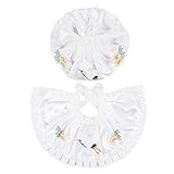 お宮参り 男の子 女の子 兼用 大黒帽セット（帽子、よだれかけ）刺繍入りhudx03 (ホワイト)