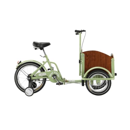 VGVG三輪車、デュアルブレーキ三輪自転車、3輪バイク ダい高炭素鋼フレーム、後部座席付き、滑り止めハンドル、折りたたみ式、高さ調節可能な前部座席、子供大人用補助輪、シングルブレーキ付きクルーザー (グリーン)