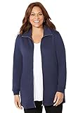 Catherines Women's Plus Size Quilted Knit Jacket - 0X, Navy
